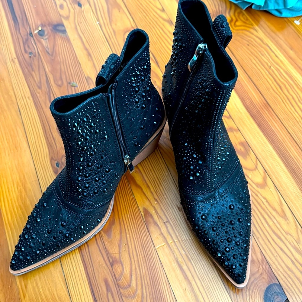 Black jeweled booties